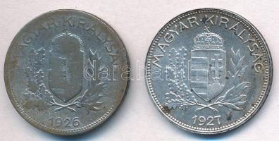 1926-1927. 1P Ag (2x) T:2-,3 patina, karc 
Adamo P6