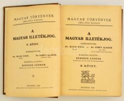 Klug- Sárfy: Magyar Illetékjog II. Bp., 1930. Grill K. Egészvászon sorozatkötésben