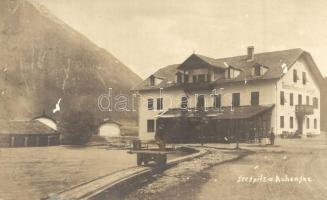 1909 Seespitz am Achensee (Tirol, Tyrol); Gasthof Restaurant Seespitz / guest house and restaurant, handcar (draisine) on railway track. Georg Angerer photo