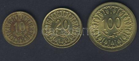 Tunézia 1960-1993. 3db klf fémpénz T:2,2/3