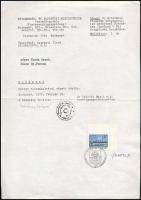 Vertel József (1922-1993) bélyegtervező, grafikusművész 2 db aláírt rézkarca és aláírása az általa t...