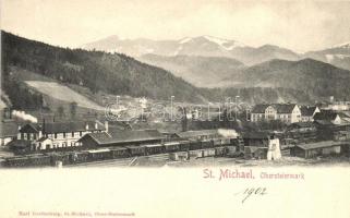 Sankt Michael in Obersteiermark, Bahnhof, Eisenbahn / railway station with train