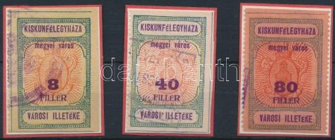 1930 Kiskunfélegyháza R.T.V. 49-51 sz. füzetbélyeg, kettő bélyeg 3 oldalon vágott (11.250)
