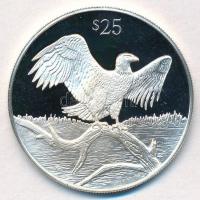 Brit Virgin-szigetek 1993. 25$ Ag Fehérfejű rétisas T:PP British Virgin Islands 1993. 25 Dollars Ag Bald eagle C:PP Krause KM#147