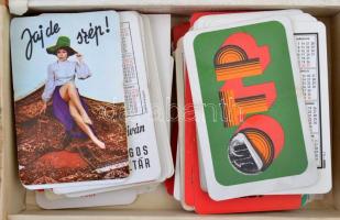 1969-1988 Vegyes kártyanaptár tétel, kb. 200 db, Cabanas szívardobozban, a doboz kopott