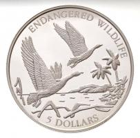 Bahamák 1994. 5$ Ag "Veszélyeztetett állatvilág - Kis hattyú" T:PP 
Bahamas 1994. 5 Dolla...