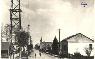 1940 Csap, Chop; utcakép templommal, gépjavítóműhely / street view with church, machine repair shop, photo