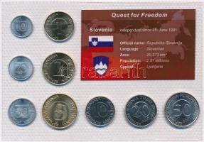 Szlovénia 1992-2006. 10s-50T (9xklf) "Quest for Freedom" sorozat, forgalmi sor műanyag díszcsomagolásban T:BU Slovenia 1992-2006. 10 Stotinov - 50 Tolarjev (9xdiff) "Quest for Freedom" series, coin set in plastic case C:BU