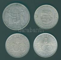 1930. 5P Ag "Horthy jobbra" T:3 k. + 1947. 5Ft Ag "Kossuth" T:3 + 1993+1994. 200Ft Ag "MNB+Deák" T:2