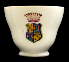 Láng M Budapest porcelán kávés csésze, matricás, jelzett, hibátlan, d: 7 cm