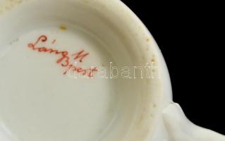 Láng M Budapest porcelán kávés csésze, matricás, jelzett, hibátlan, d: 7 cm