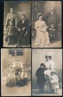 cca 1900-1910 4 db családi fotólap, 9x14 cm