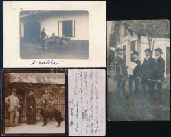 cca 1906-1911 Vidéki életképek, egyiken Az Est, 3 db fotólap, 14x9 cm