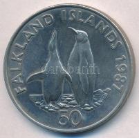 Falkland-szigetek 1987. 50p Cu-Ni Királypingvinek T:1,1- Falkland Islands 1987. 50 Pence Cu-Ni King Pengiuns C:UNC,AU  Krause KM#25
