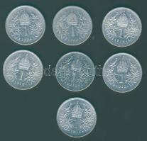 Ausztria 1K Ag 1893, 1899, 1914, 1915 (3x), 1916 T:2,3