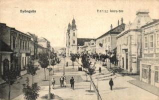 Gyöngyös, Hanisz Imre tér, Kner étterem és sörcsarnok, szálloda, Steinitz Gábor üzletének reklámja egy házfalon (fa)