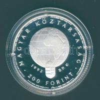 1992. 200Ft Ag "Veszélyeztetett állatvilág-gólya" T:PP Tanúsítvánnyal!