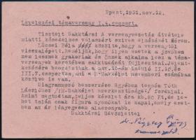 Négyesy György sakkmester aláírt képeslapja