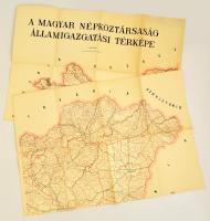 cca 1960 A Magyar Népköztársaság Államigazgatási térképe, Kartográfiai Vállalat, jó állapotban, 140x70 cm