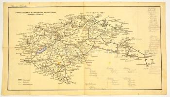 1941 A Magyar Királyi Államvasutak közúti gépkocsiüzem (MÁVAUT) autóbuszvonalainak átnézeti térképe ...