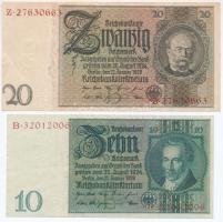 Németország / Weimari Köztársaság 1929. 10M + 20M + Német Harmadik Birodalom 1933. 50M + 1935. 100M ...