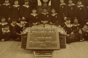 1908 Az S.M.S. Kaiserin Elisabeth osztrák-magyar csatahajó magyar legénységét ábrázoló ritka felvéte...
