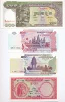 Kambodzsa 1957-1975. 100R + 1962-1975. 10R + 2001. 100R + 2004. 500R T:I- Cambodia 1957-1975. 100 Riels + 1962-1975. 10 Riels + 2001. 100 Riels + 2004. 500 Riels C:AU