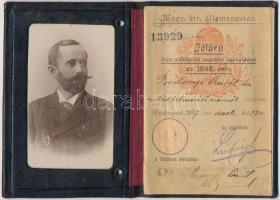 1897-1902 MÁV felárú jegy váltására jogosító fényképes igazolvány, főmérnök részére, igényes bőr tok...