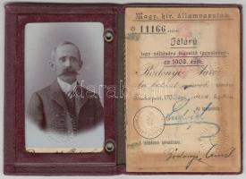 1902-1907 MÁV felárú jegy váltására jogosító fényképes igazolvány, főmérnök részére, igényes bőr tok...