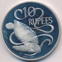 Seychelle-szigetek 1974. 10R Ag "Tengeri teknős" T:1-(PP) Seychelles 1974. 10 Rupees Ag "Sea turtles" C:AU(PP) Krause KM#20a