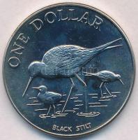 Új-Zéland 1985. 1$ Cu-Ni Fekete gólyatöcs T:1,1- ujjlenyomat New Zealand 1985. 1 Dollar Cu-Ni Black Stilt C:UNC,AU fingerprint Krause KM#55