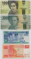 Vegyes: Indonézia 2016. 1000R + 2000R + Szingapúr 1987. 1$ + ~1990. 2$ T:II,III Mixed: Indonesia 2016. 1000 Rupiah + 2000 Rupiah + Singapore 1987. 1 Dollar + ~1990. 2 Dollars C:XF,F