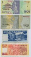 Vegyes: Indonézia 2016. 1000R + 2000R + Szingapúr 1987. 1$ + ~1990. 2$ T:II,III
Mixed: Indonesia 20...