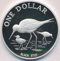 Új-Zéland 1985. 1$ Ag Fekete gólyatöcs T:PP New Zealand 1985. 1 Dollar Ag Black Stilt C:PP Krause KM#55a