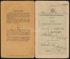 1919 A Forradalmi Kormányzótanács fényképes útlevele, átjavítva Magyar Népköztársaságról, magántiszt...