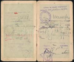 1919 A Forradalmi Kormányzótanács fényképes útlevele, átjavítva Magyar Népköztársaságról, magántiszt...