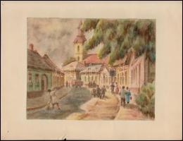 Sostarics Lajos (1896-1968): Szentendre, akvarell, papír, jelzés nélkül, 18x23 cm
