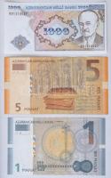 Azerbajdzsán 1993. 1000M + 2005. 1M + 2009. 5M T:I,III
Azerbaijan 1993. 1000 Manat + 2005. 1 Manat ...