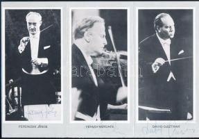 Ferencsik János karmester, Yehudi Menuhin hegedűművész, David Ojsztrah hegedűművész, André Watts zonograművész, Claudio Abbado karmester, Falvai Sándor zonograművész, Keveházi Gyöngyi zongoraművész aláírásai a Zeneakadémia egy prospektusán