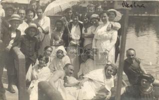 1913 Vízakna, Salzburg, Ocna Sibiului; Fürdőzők csoportképe / bathing people group photo (EK)