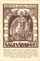 Nagyvárad, Oradea; Szent László védi Nagyváradot! / Ladislaus I of Hungary protects Oradea! Hungarian irredenta art postcard s: Tary