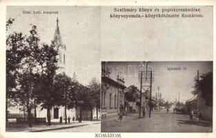 Komárom, Komárno; Római katolikus templom, Igmándi út. Szathmáry kiadása / church, street view (EK)