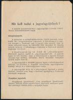 1953 Mit kell tudni a jegyzésgyűjtőnek,(békekölcsön), Bp. Állami Nyomda, hajtásnyommal, 2 p.