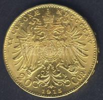 Ausztria 1915. 20K Au 6,775g T:2+