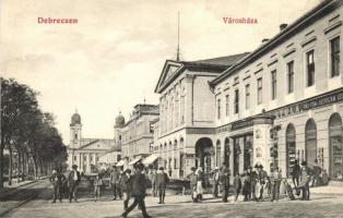 Debrecen, Városháza, Bartha Kálmán, Tóth Ferenc üzletei, hirdetőoszlop. Ifj. Gyürky Sándor kiadása