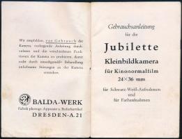 cca 1930-1940 Gebrauchsanleitung für die Jubilette Kleinbildkamera für Kinoormalfilm 24x36 mm für Sc...