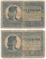 1919. augusztus 9. 10K (3x) + 1919. július 15. 20K + 1919. augusztus 9. 20K T:III-,IV ragasztott