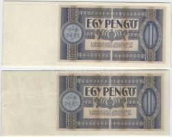 1938. 1P (2x) azonos sorozat- és sorszámú bankjegyek T:I RR!! Csak néhány ívet (feltehetően csak 5db...