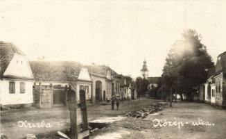1936 Krizba, Krebsbach, Crizbav; Közép utca, templom / street view, church. Keresztes photo