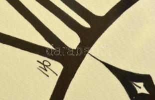 Kun Sarolta (1990- ): Kép-mutatók, akvarell-tus, papír, jelzett, üvegezett keretben, 40×30 cm